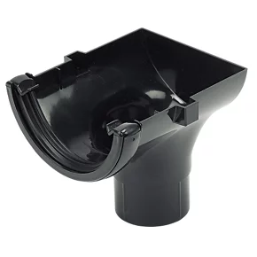 FloPlast Half Round Stop End Outlet Black 112mm x 68mm