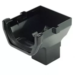 FloPlast Square Line Square Stop End Outlet Black 114mm x 65mm