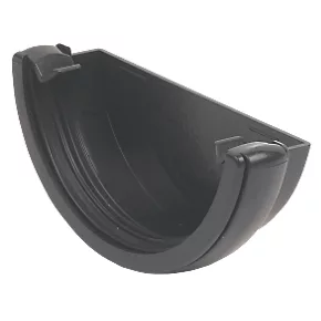 FloPlast Cast Iron Effect Half Round External Stop End Black 112mm